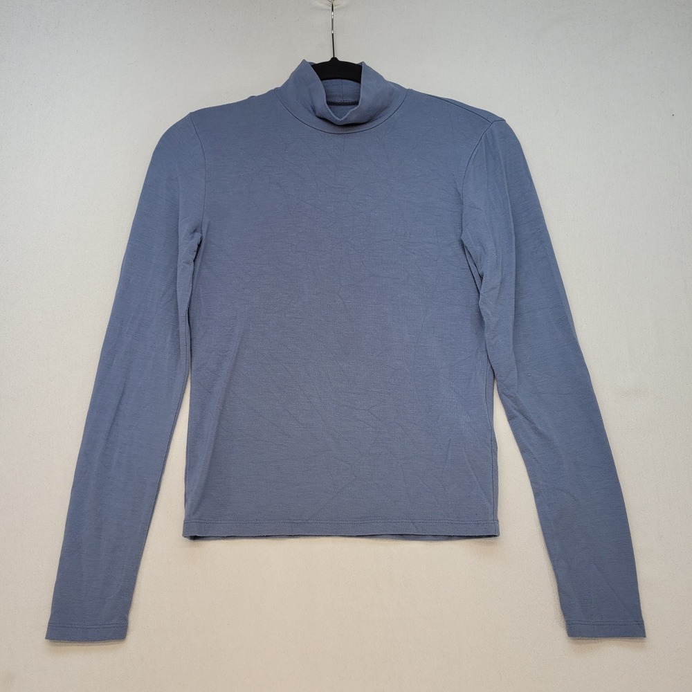 Abercrombie & Fitch Mock Neck Top Womens XS Blue Soft A&F Bamboo Viscose‎ Knit